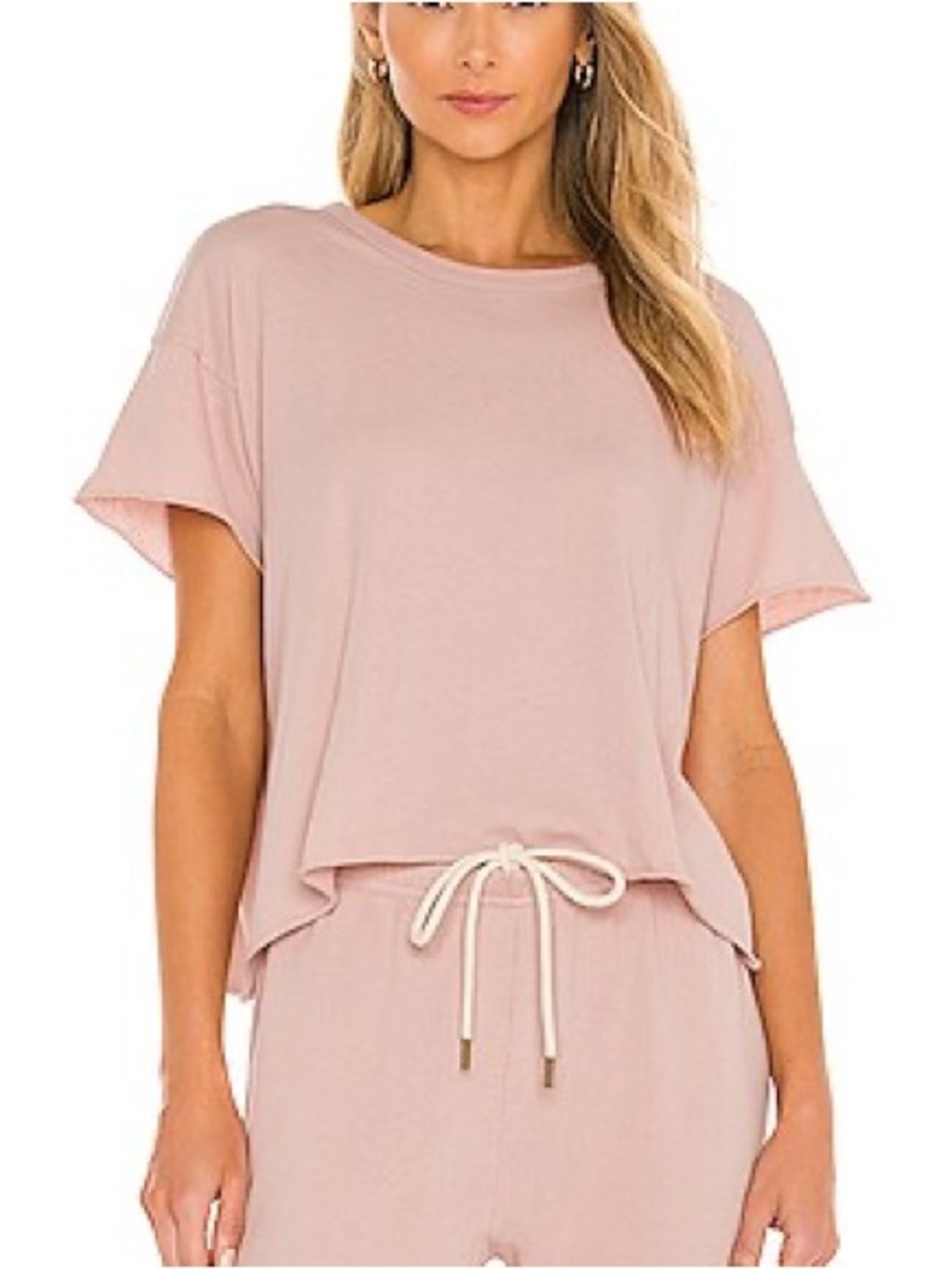 THE GREAT. Cropped tee in frost Pink